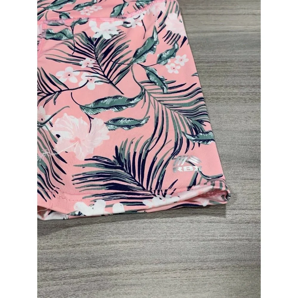 Reebok Girls Medium 10/12 Pink Tropical Shorts B5 - Picture 2 of 3
